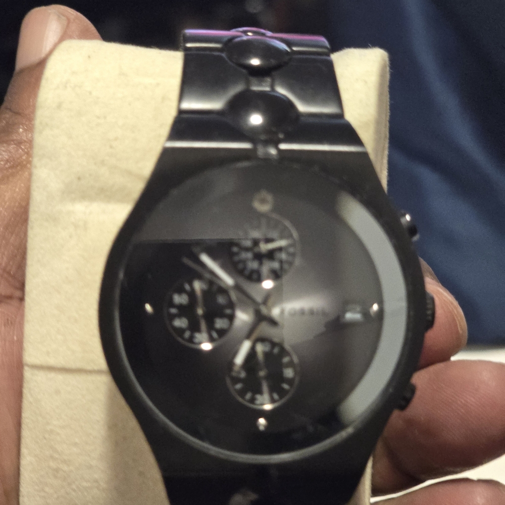 Fossil Glossy Black Chronograph Watch